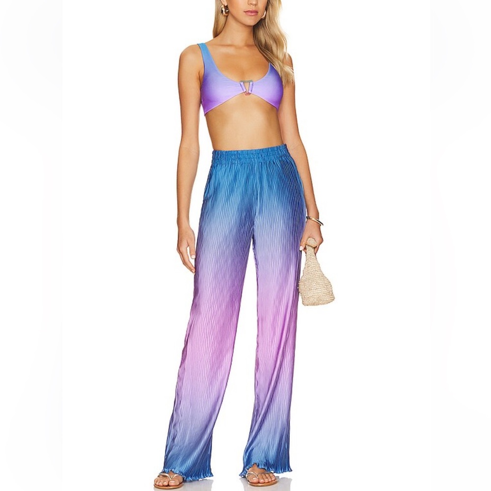 NWT SIMKHAI Dante Ombre Wide Leg Pant in Sheer Lilac Ombre